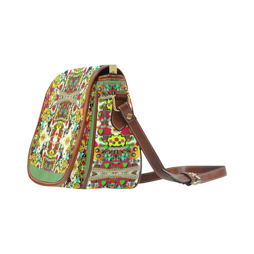 Chicken monkeys smile in the hot floral nature Saddle Bag/Small (Model 1649) Full Customization