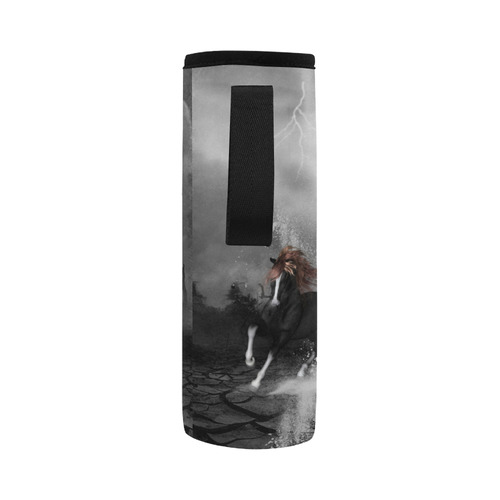 Awesome running black horses Neoprene Water Bottle Pouch/Large