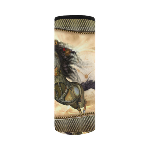 Aweseome steampunk horse, golden Neoprene Water Bottle Pouch/Large