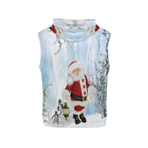 Santa Claus with penguin All Over Print Sleeveless Hoodie for Men (Model H15)