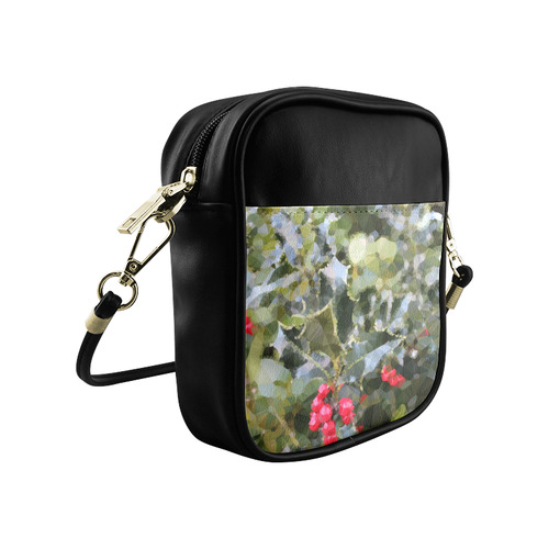 Christmas Holly Red Green Low Poly Geometric Sling Bag (Model 1627)