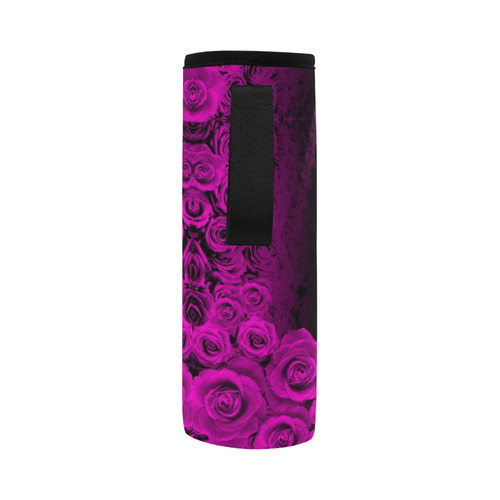 rose 3 pink Neoprene Water Bottle Pouch/Large