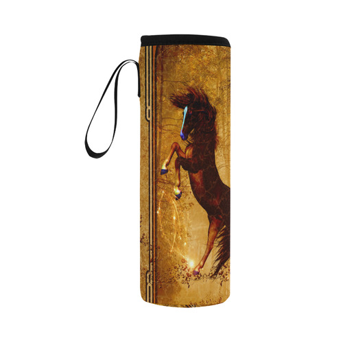 Awesome horse, vintage background Neoprene Water Bottle Pouch/Large