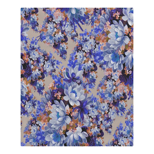 Blue And Tangerine Floral 3-Piece Bedding Set