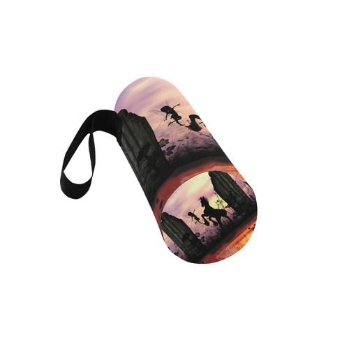 Wonderful fairy with foal in the sunset Neoprene Water Bottle Pouch/Large