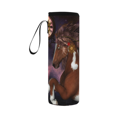 Awesome steampunk horse with clocks gears Neoprene Water Bottle Pouch/Large