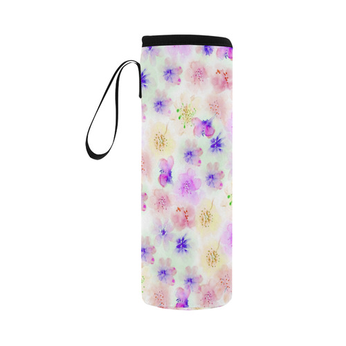 watercolor flowers 2 Neoprene Water Bottle Pouch/Large