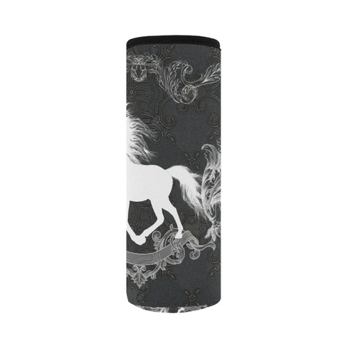 Horse, black and white Neoprene Water Bottle Pouch/Large