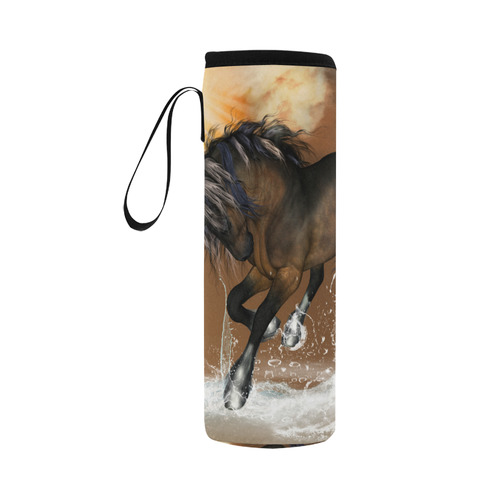 Wonderful horse with water splash Neoprene Water Bottle Pouch/Large