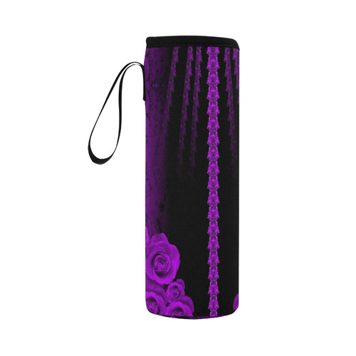 rose 3 purple Neoprene Water Bottle Pouch/Large