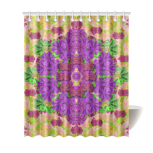 Rainbow and peacock mandala in heavy metal style Shower Curtain 72"x84"