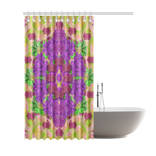 Rainbow and peacock mandala in heavy metal style Shower Curtain 72"x84"