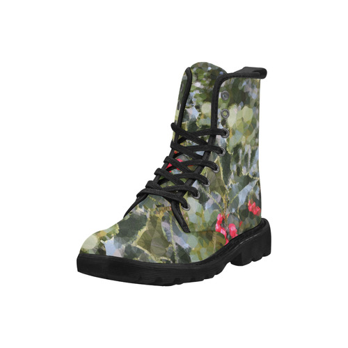 Christmas Holly Red Green Low Poly Geometric Martin Boots for Women (Black) (Model 1203H)