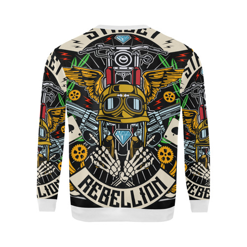 Street Rebellion Modern White All Over Print Crewneck Sweatshirt for Men/Large (Model H18)