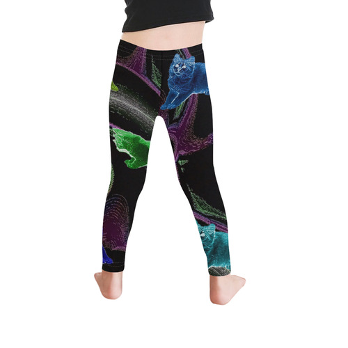 Lollipop Kittens Noir Kid's Ankle Length Leggings (Model L06)