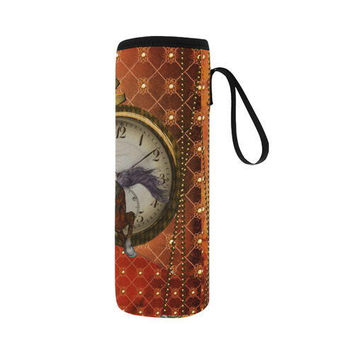 Steampunk, awesome steampunk horse Neoprene Water Bottle Pouch/Large