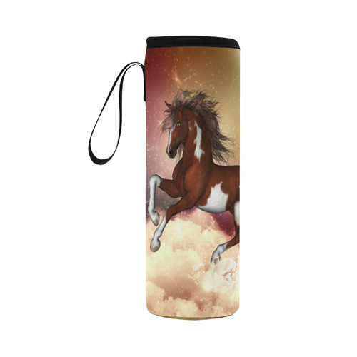 Wonderful wild horse in the sky Neoprene Water Bottle Pouch/Large