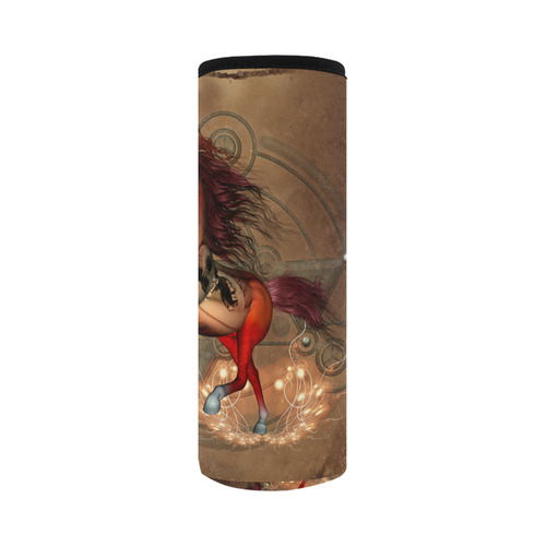 Wonderful horse with skull, red colors Neoprene Water Bottle Pouch/Large