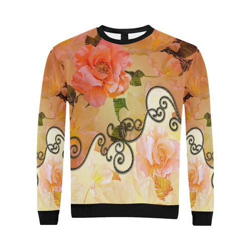 Beautiful flowers All Over Print Crewneck Sweatshirt for Men/Large (Model H18)