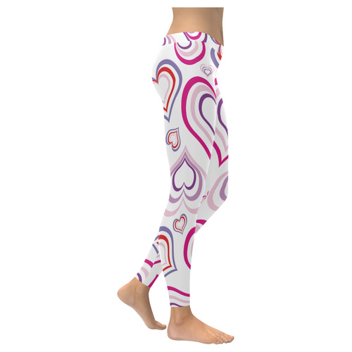 Hearts Leggings Women's Low Rise Leggings (Invisible Stitch) (Model L05)