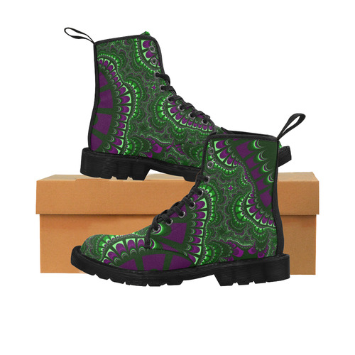 purple and green boots