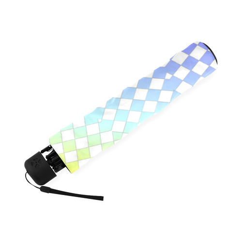 Umbrella Multi-colored Rainbow White Check Pattern by Tell3People Foldable Umbrella (Model U01)