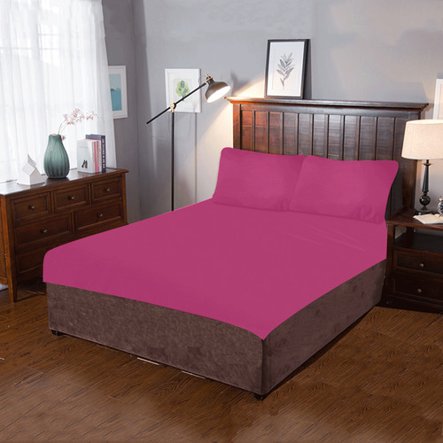 Designer Color Solid Maroon Flush 3-Piece Bedding Set