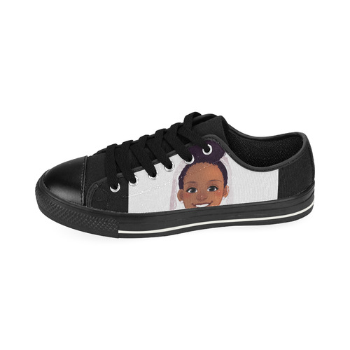 Princess Black Sneaker Low Top Canvas Shoes for Kid (Model 018)