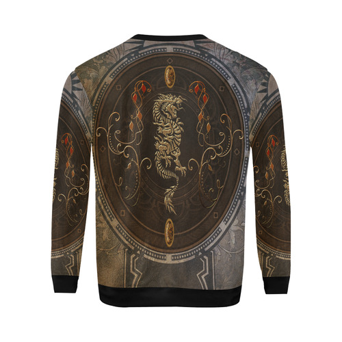 wonderful golden chinese dragon All Over Print Crewneck Sweatshirt for Men/Large (Model H18)