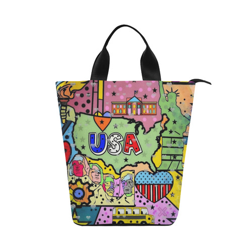 USA Popart by Nico Bielow Nylon Lunch Tote Bag (Model 1670)