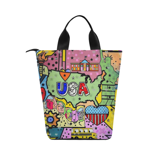 USA Popart by Nico Bielow Nylon Lunch Tote Bag (Model 1670)