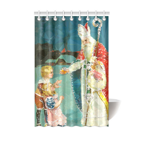 Saint Nicholas Vintage Christmas Low Poly Shower Curtain 48"x72"