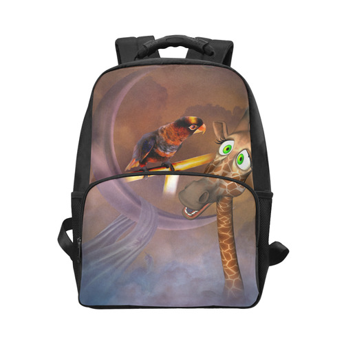 Funny giraffe with parrot Unisex Laptop Backpack (Model 1663)