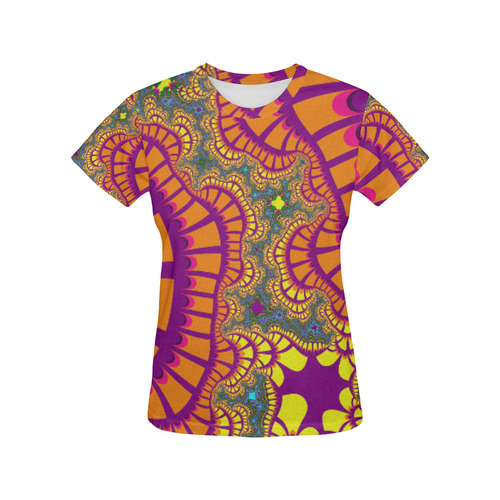 Orange Purple Rainbow Remix All Over Print T-Shirt for Women (USA Size) (Model T40)