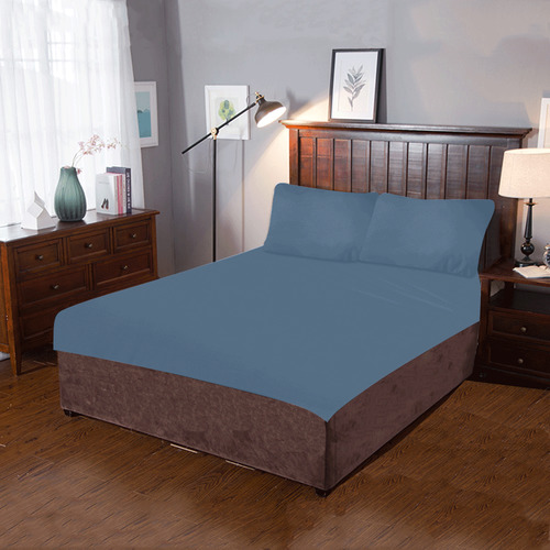 Designer Color Solid Blue Bayoux 3-Piece Bedding Set