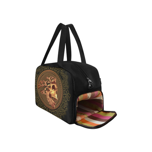 Amazing skull with floral elements Fitness Handbag (Model 1671)