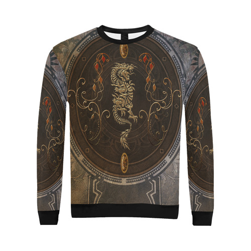 wonderful golden chinese dragon All Over Print Crewneck Sweatshirt for Men/Large (Model H18)