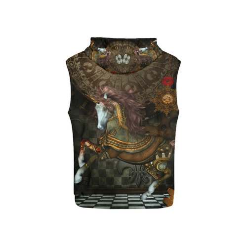 Steampunk, wonderful steampunk horse All Over Print Sleeveless Hoodie for Kid (Model H15)