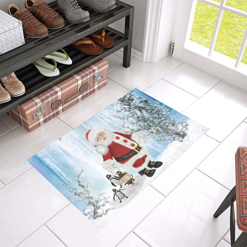 Santa Claus with penguin Azalea Doormat 24" x 16" (Sponge Material)