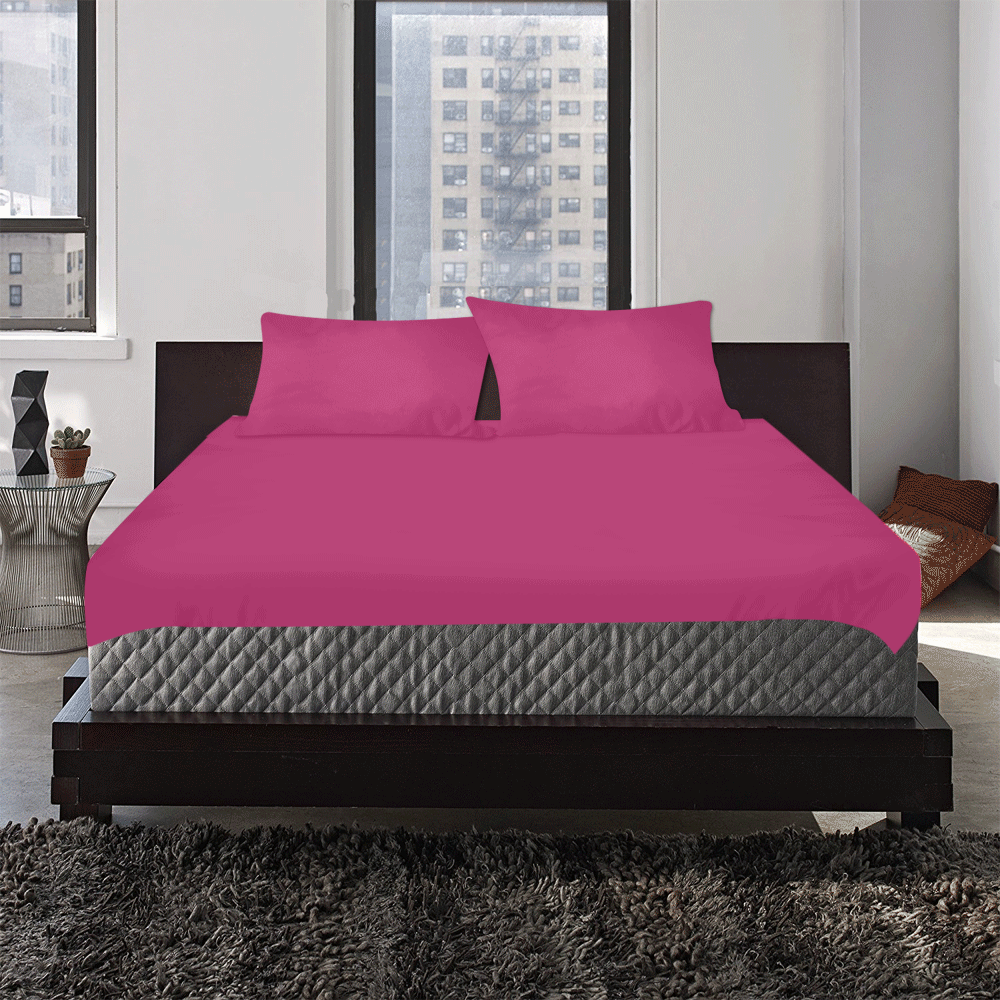Designer Color Solid Maroon Flush 3Piece Bedding Set ID D2064077