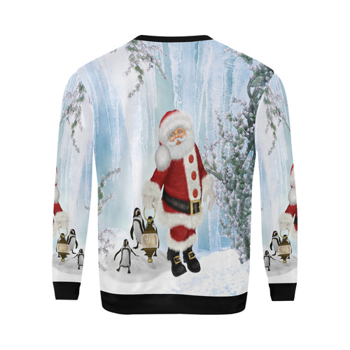 Santa Claus with penguin All Over Print Crewneck Sweatshirt for Men/Large (Model H18)