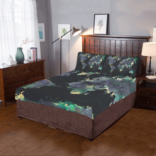 world map #map #worldmap 3-Piece Bedding Set