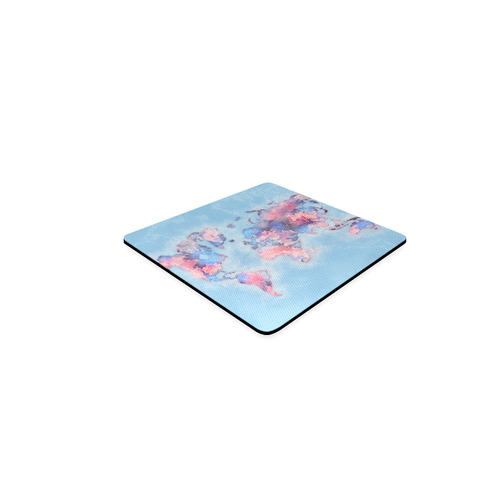 world map blue #map #worldmap Square Coaster