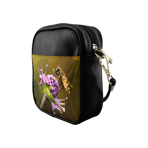 Bee Flower Geometric Low Poly Triangles Sling Bag (Model 1627)