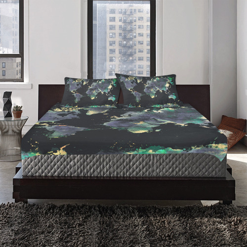 world map #map #worldmap 3-Piece Bedding Set