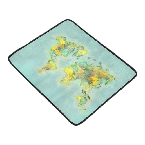 world map green #map #worldmap Beach Mat 78"x 60"