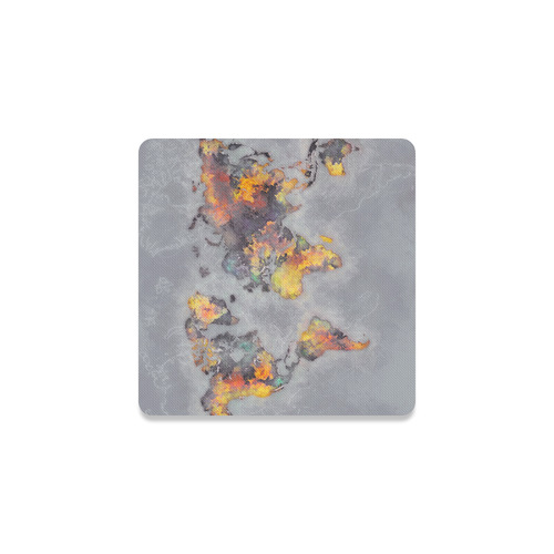 world map grey #map #worldmap Square Coaster