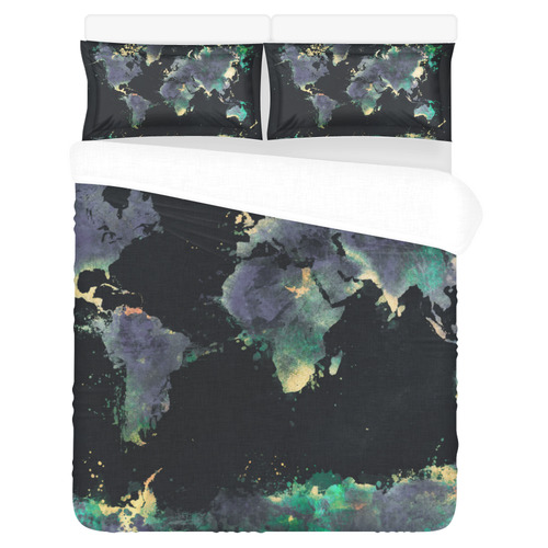 world map #map #worldmap 3-Piece Bedding Set