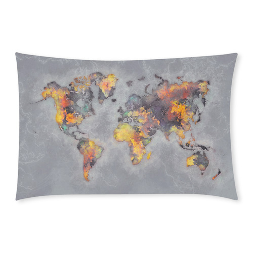 world map grey #map #worldmap 3-Piece Bedding Set