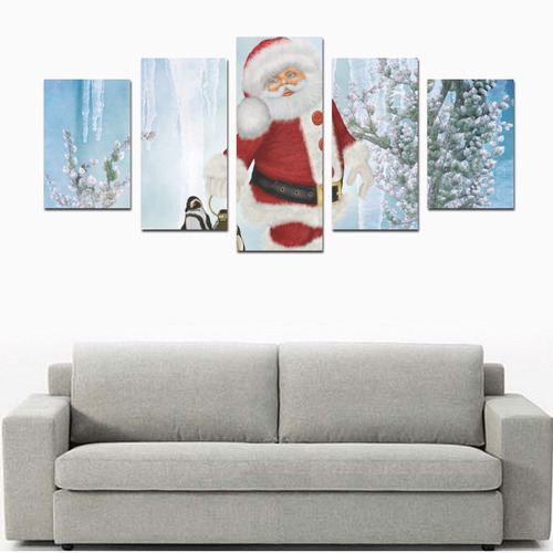 Santa Claus with penguin Canvas Print Sets D (No Frame)